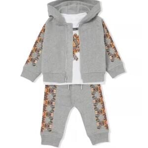 Burberry Kids Grey Thomas Bear Zip-Up Hoodie and sweatpants